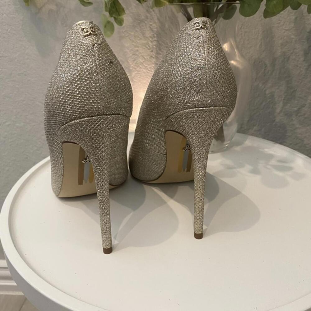 Sam Edelman Glitter Pointed-Toe Stiletto Pump - Champagne Gold - Picture 3 of 8